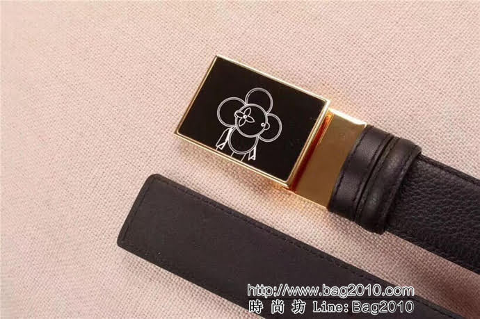 路易威登LV 太陽花專櫃同步更新 專櫃原版LV鋼扣 雙面原版荔枝紋牛皮 男士皮帶  xfp1238